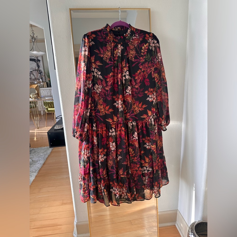 Floral print long sleeve dress